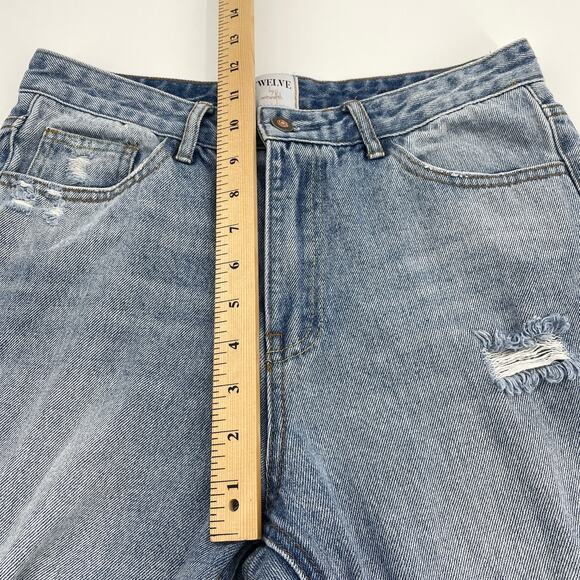 TWELVE by ONTWELFTH Womens Jeans Distressed Size 28 Tapered High Waist Y2K Taper - Picture 8 of 9